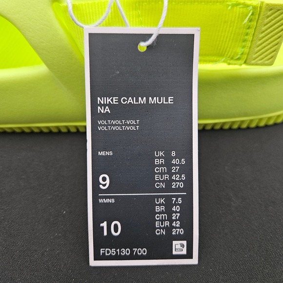Nike Calm Mule Volt Neon Yellow Mens Size 9 Slip On Clog FD5130-700 New